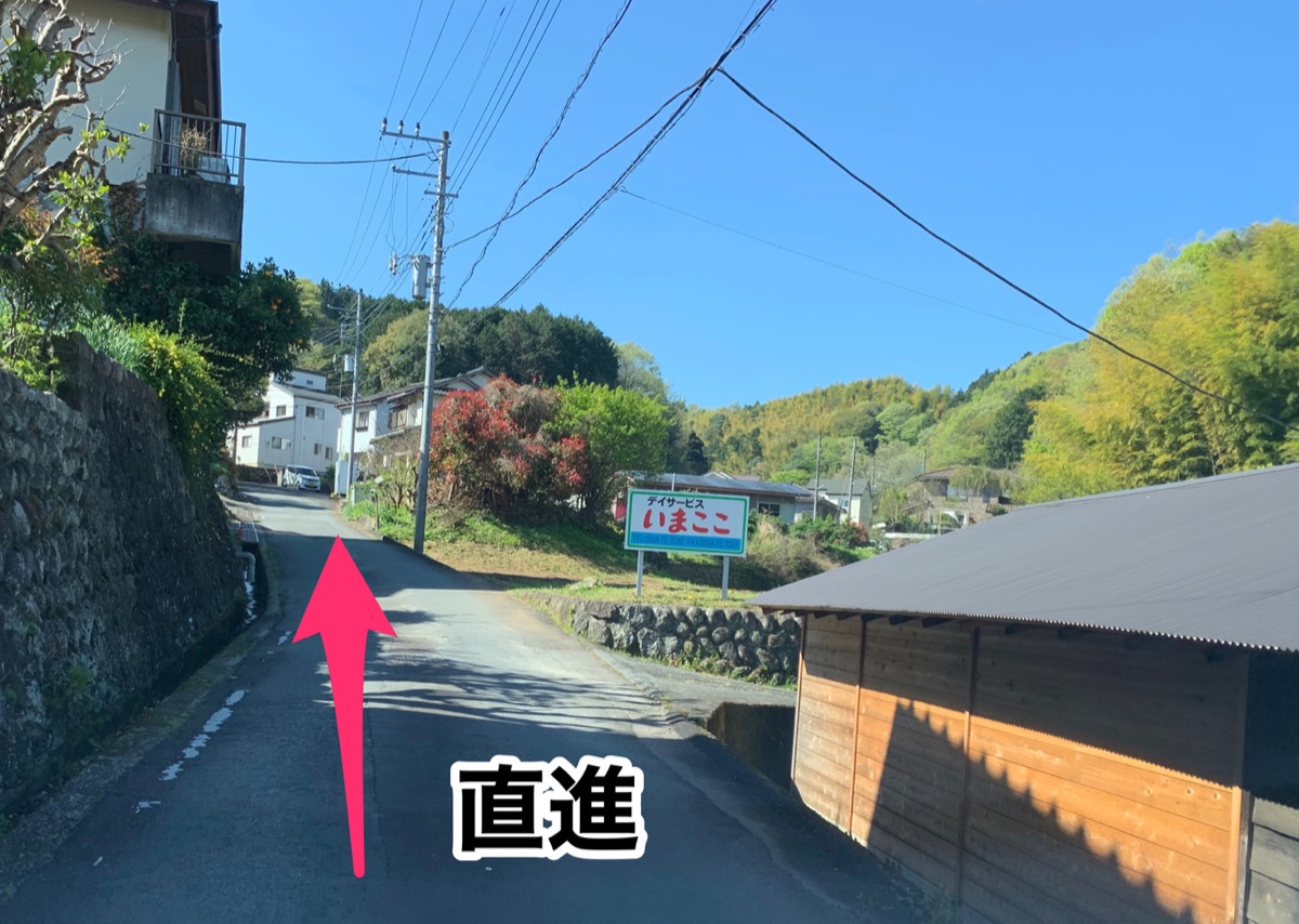 Go straight past the sign